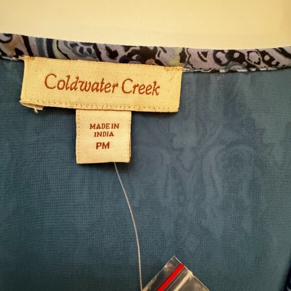 Coldwater Creek Women's Blue Paisley V-Neck Blouse - Size PM - Picture 8 of 10